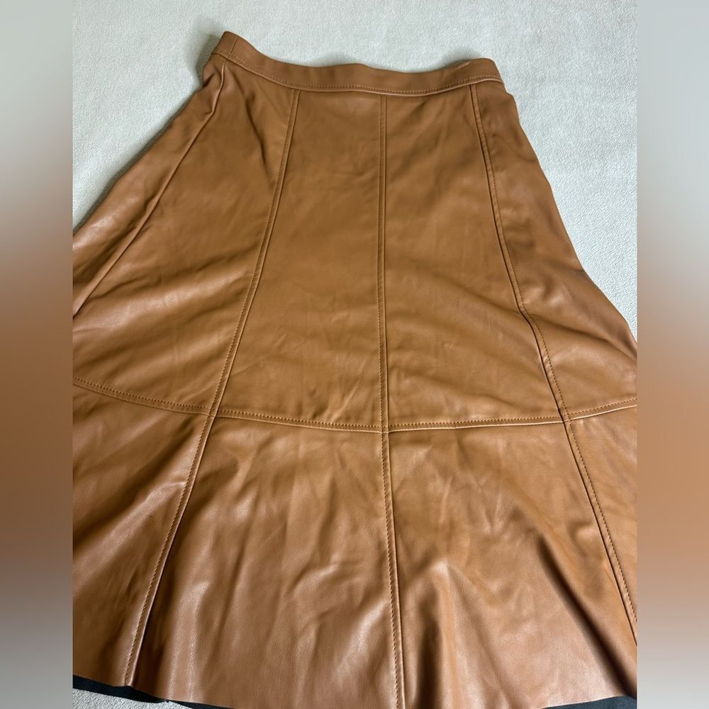 Banana Republic Factory Tan Faux Leather Midi Skirt